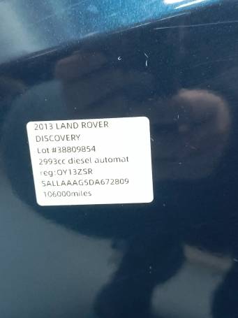  PARAFANGO ANTERIORE SX LAND ROVER DISCOVERY 2013 SW LR056240 AH2216016AB C15