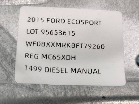 LEFT SIDE ROOF CURTAIN AIRBAG FORD ECOSPORT II 2015 CN15A042D95AC UC1